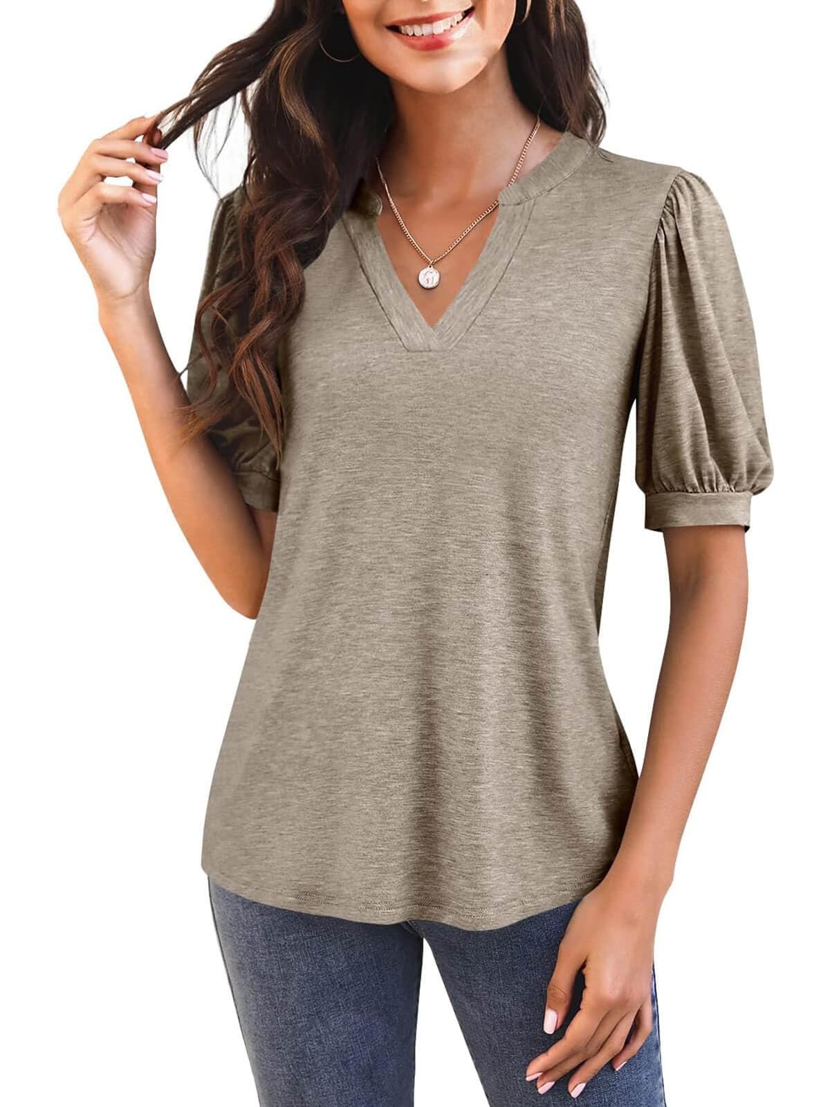 ⏰Hot Sale-Puff Sleeve Loose Dressy Blouses