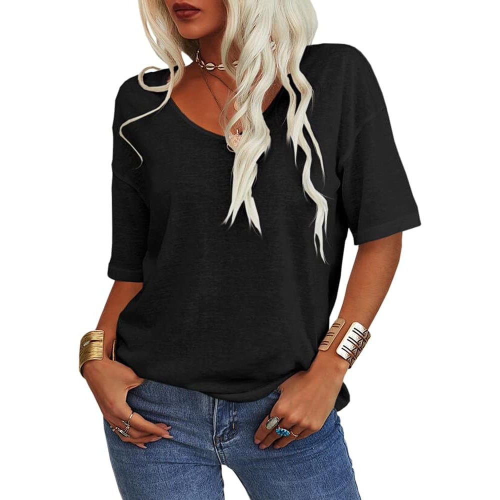 ✨Top-1 Basic T-shirts✨Women's Solid Color V-Neck T-shirts