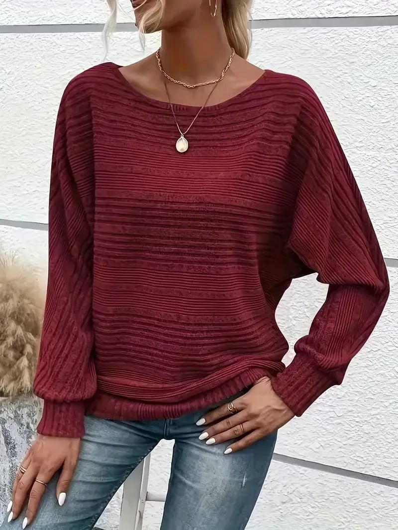 ⏰Hot Sale-Women's Soft Solid Batwing Sleeve Pullover Long Sleeve Top(Buy 2 Free Shipping)