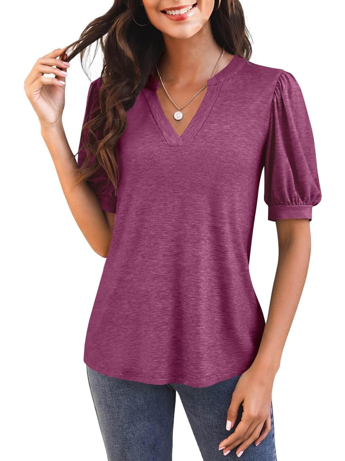 ⏰Hot Sale-Puff Sleeve Loose Dressy Blouses