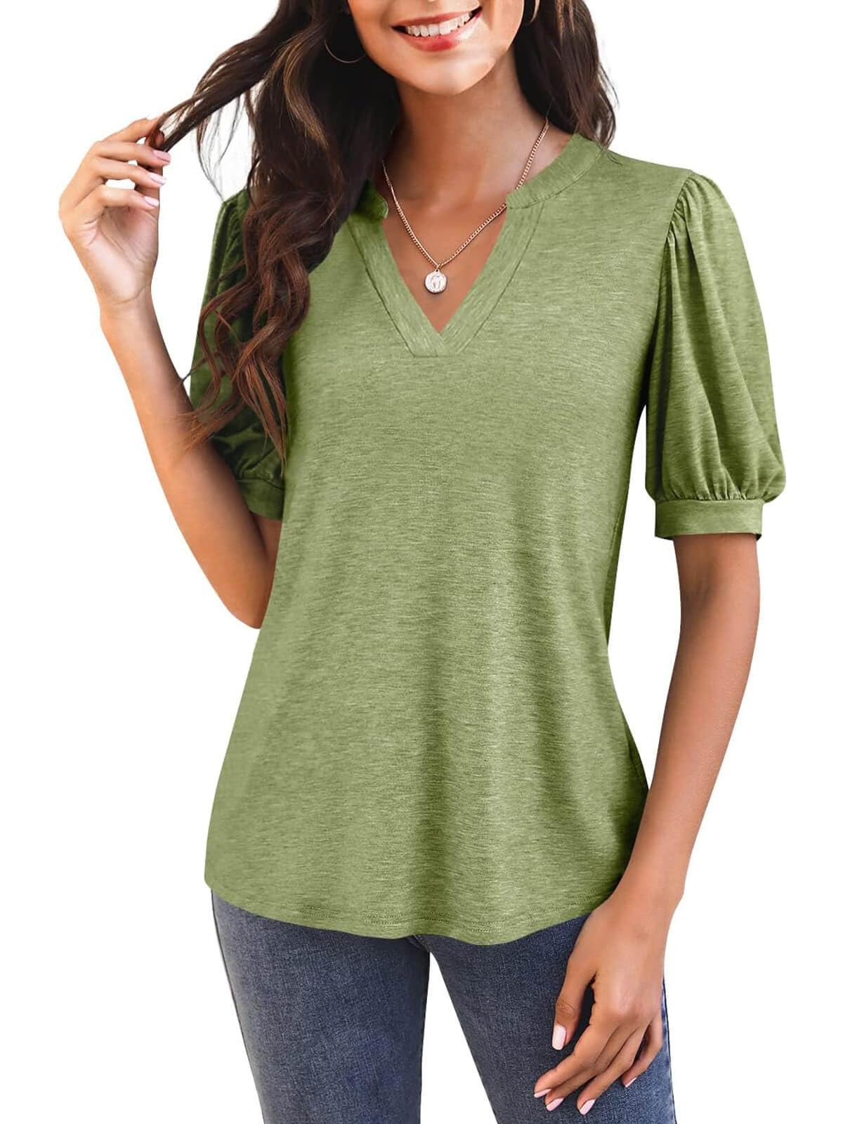 ⏰Hot Sale-Puff Sleeve Loose Dressy Blouses