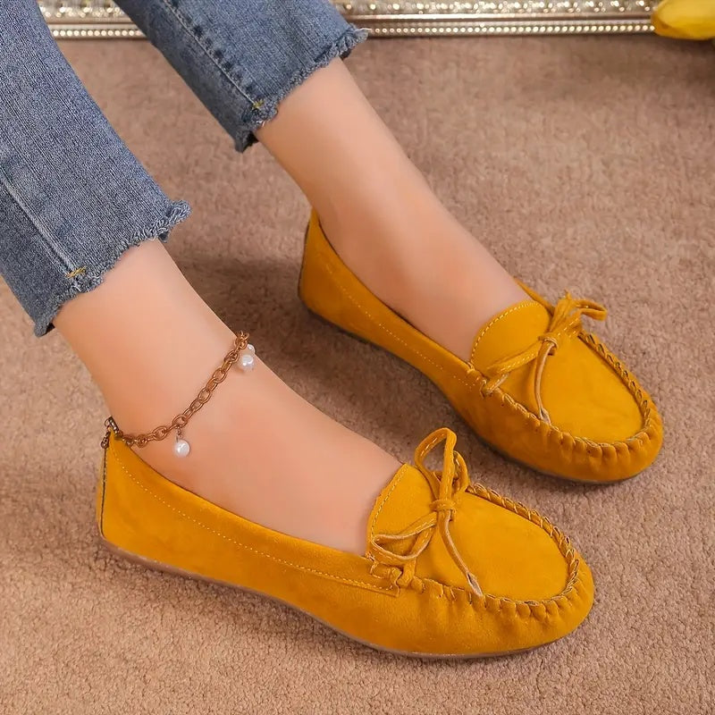 💝Best-1 Sale Leather Loafer 2025💝Women's Slip on Butterfly Strap PU Leather Loafer Diamond Ladies Shoes