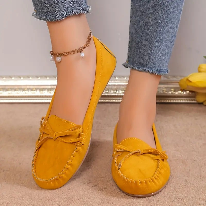 💝Best-1 Sale Leather Loafer 2025💝Women's Slip on Butterfly Strap PU Leather Loafer Diamond Ladies Shoes