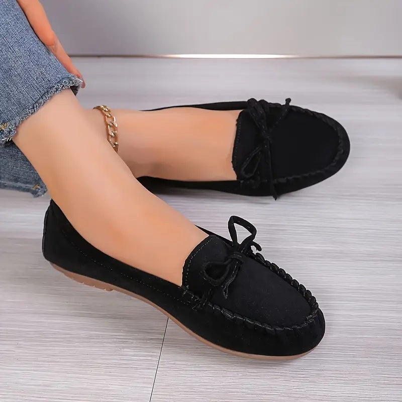 💝Best-1 Sale Leather Loafer 2025💝Women's Slip on Butterfly Strap PU Leather Loafer Diamond Ladies Shoes
