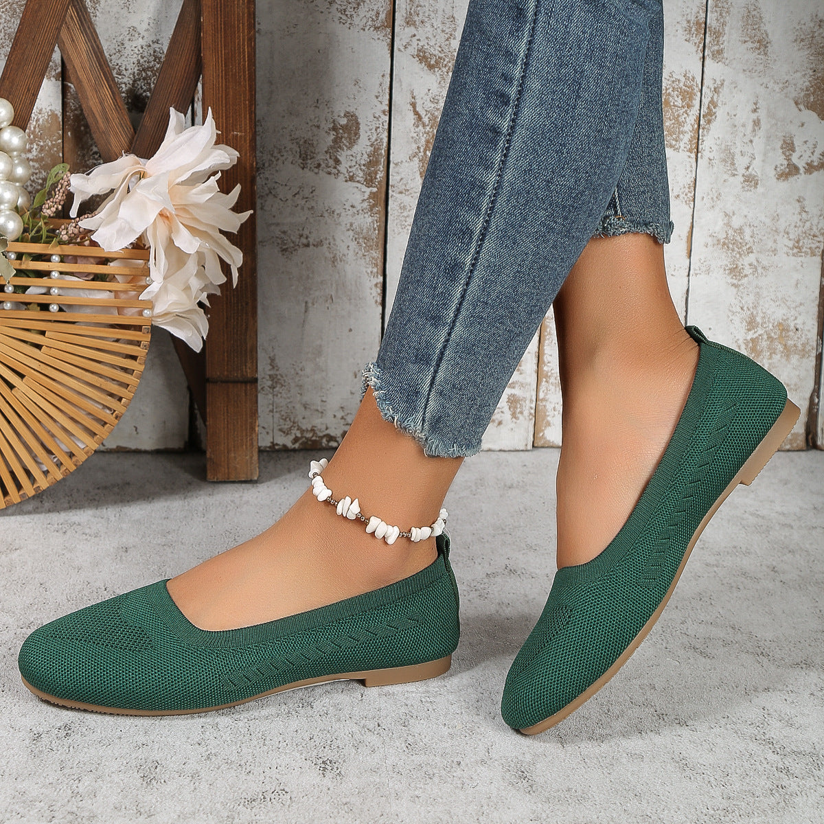 🔥Top-1 Flat Shoes 2025🔥Women's Slip-On Woven Flat Casual Shoes