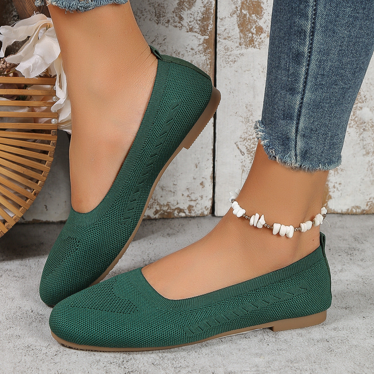 🔥Top-1 Flat Shoes 2025🔥Women's Slip-On Woven Flat Casual Shoes