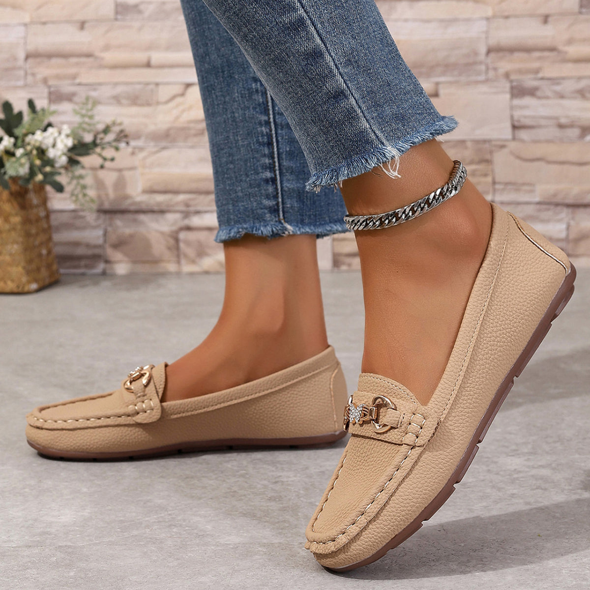 💝Best-1 Sale Leather Loafer 2025💝Women's Slip on Butterfly Strap PU Leather Loafer Diamond Ladies Shoes
