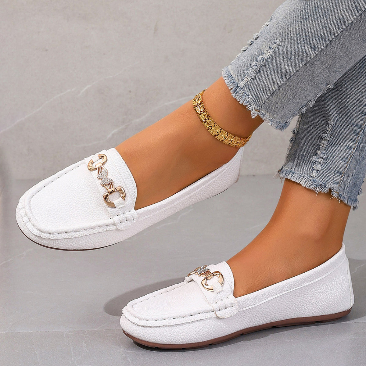 💝Best-1 Sale Leather Loafer 2025💝Women's Slip on Butterfly Strap PU Leather Loafer Diamond Ladies Shoes