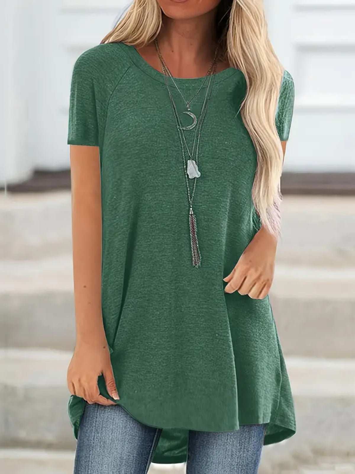 ✨Womens Summer Plus Size Tops Longline Casual T-Shirt