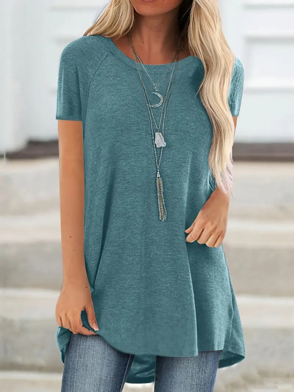 ✨Womens Summer Plus Size Tops Longline Casual T-Shirt