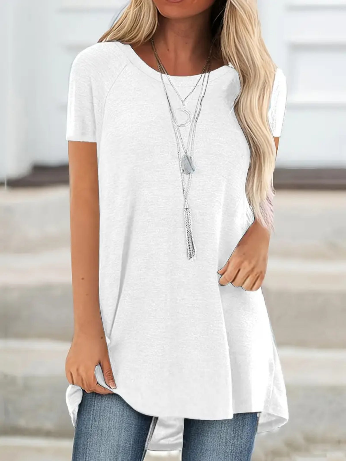 ✨Womens Summer Plus Size Tops Longline Casual T-Shirt