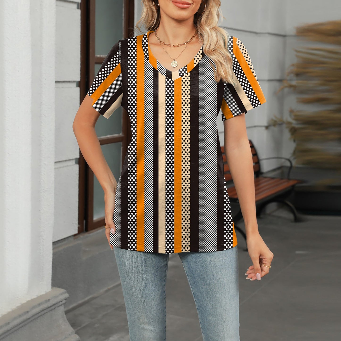 🔥Top1 Best Seller T-shirts 2025🔥Women V-neck 3D Floral Print Loose Casual T-shirts