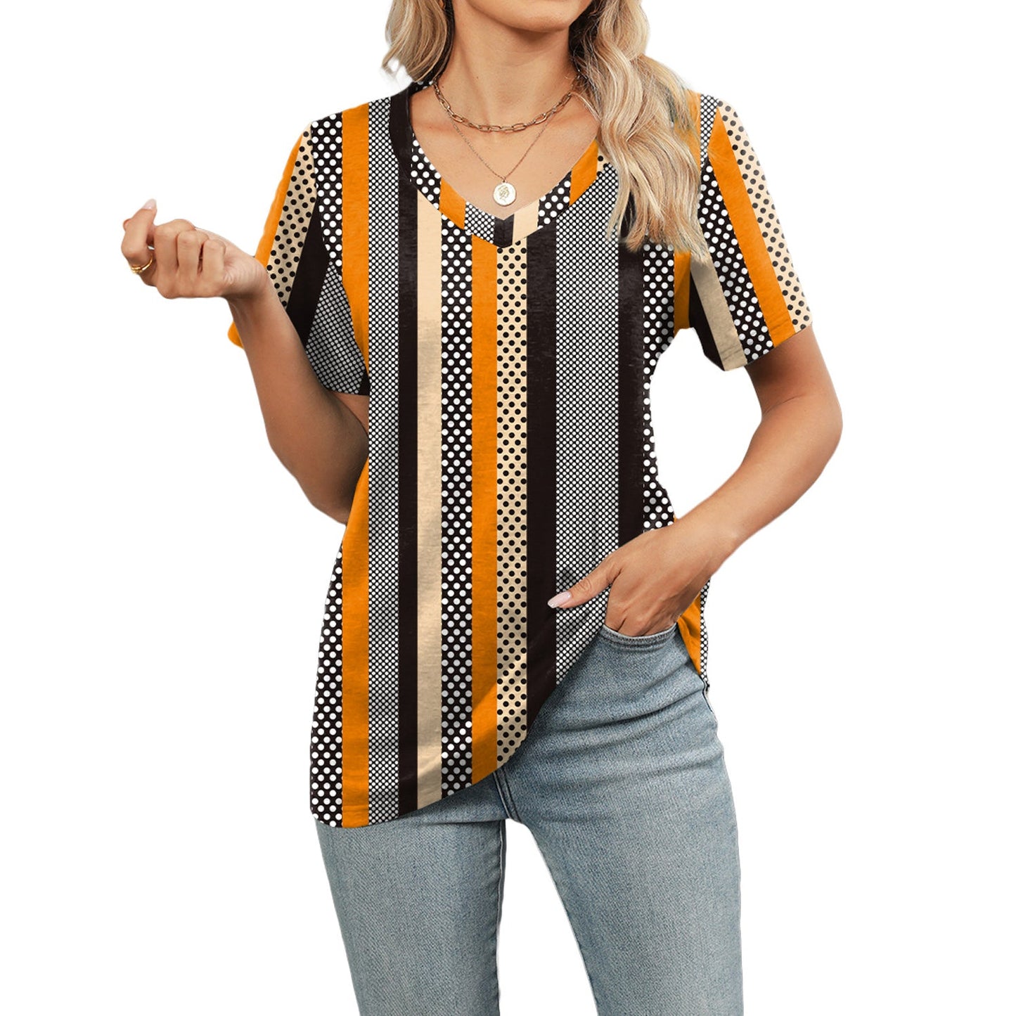 🔥Top1 Best Seller T-shirts 2025🔥Women V-neck 3D Floral Print Loose Casual T-shirts