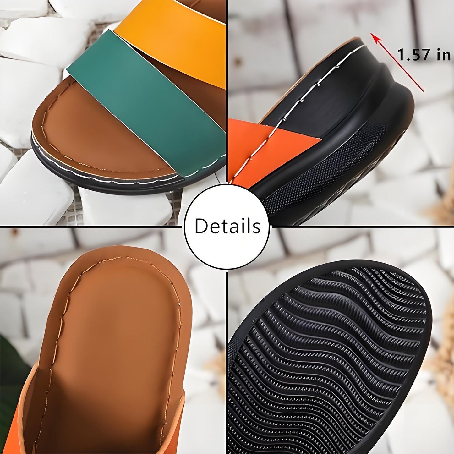 🧚Women's Open Toe Colorblock Wedge Slide Sandals