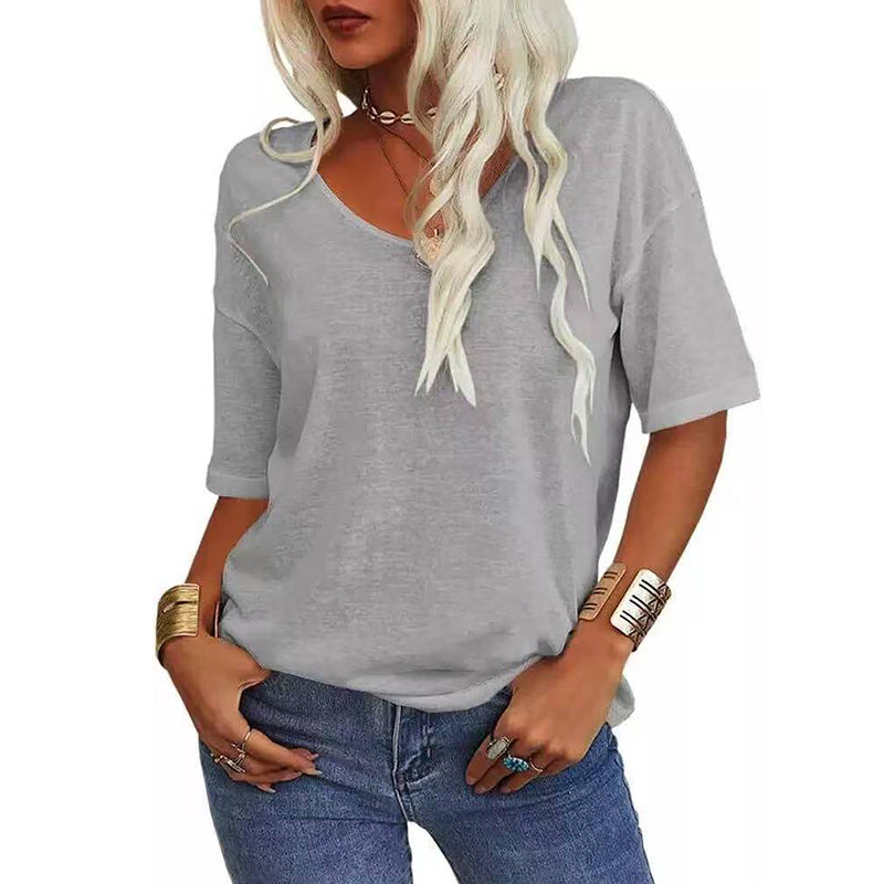 ✨Top-1 Basic T-shirts✨Women's Solid Color V-Neck T-shirts
