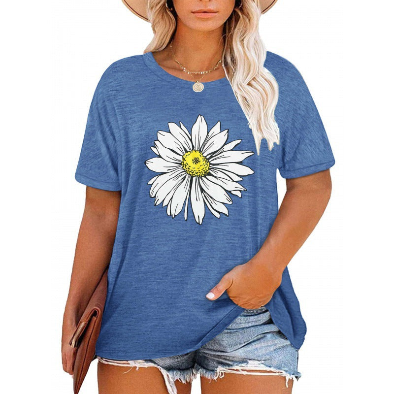 ✨Women V Neck Daisy Print Tees Casual T-shirts