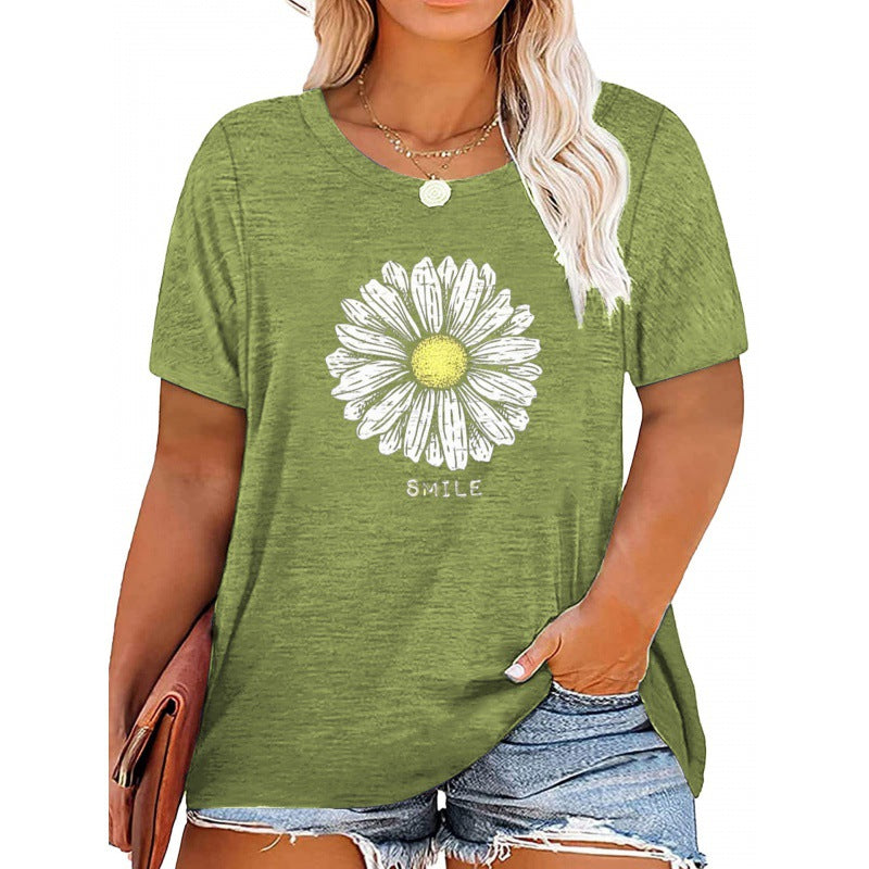 ✨Women V Neck Daisy Print Tees Casual T-shirts