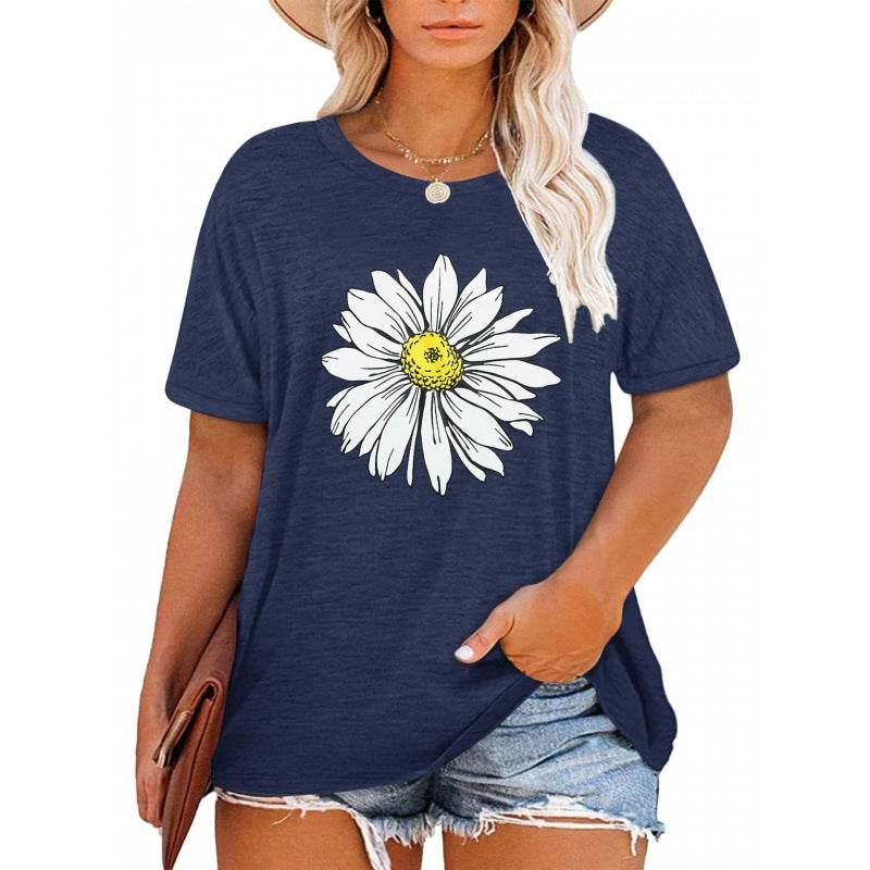 ✨Women V Neck Daisy Print Tees Casual T-shirts