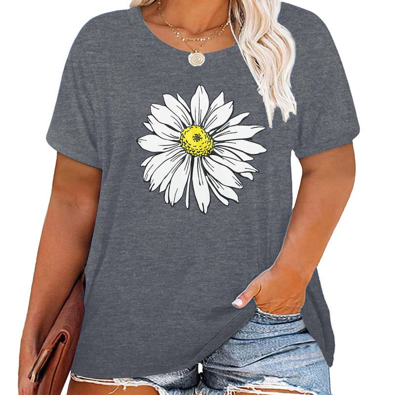 ✨Women V Neck Daisy Print Tees Casual T-shirts
