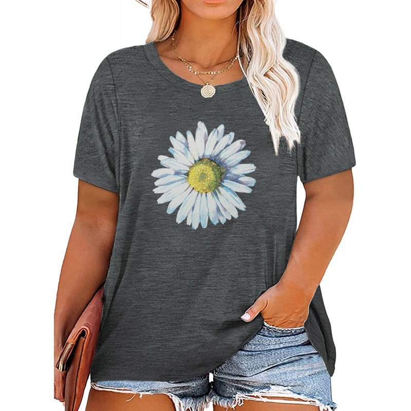✨Women V Neck Daisy Print Tees Casual T-shirts