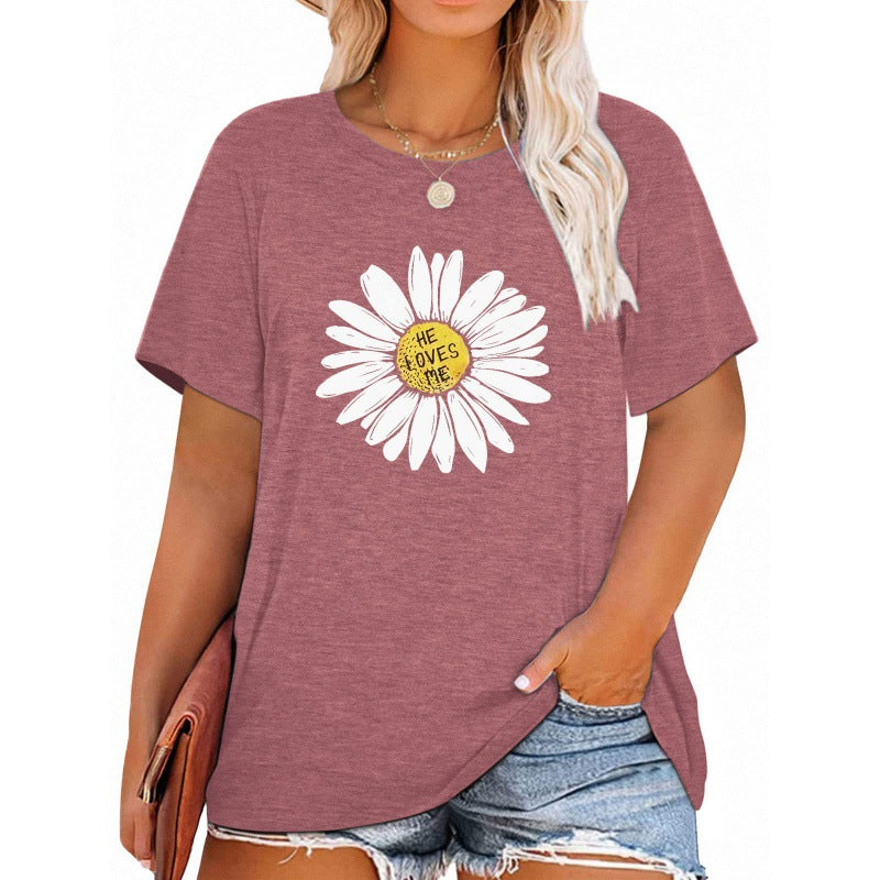✨Women V Neck Daisy Print Tees Casual T-shirts