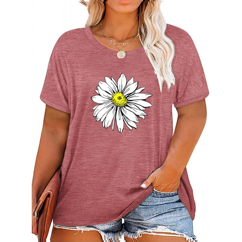 ✨Women V Neck Daisy Print Tees Casual T-shirts