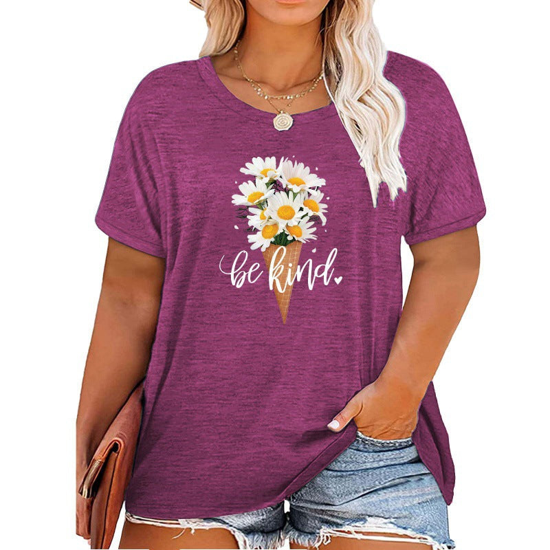 ✨Women V Neck Daisy Print Tees Casual T-shirts