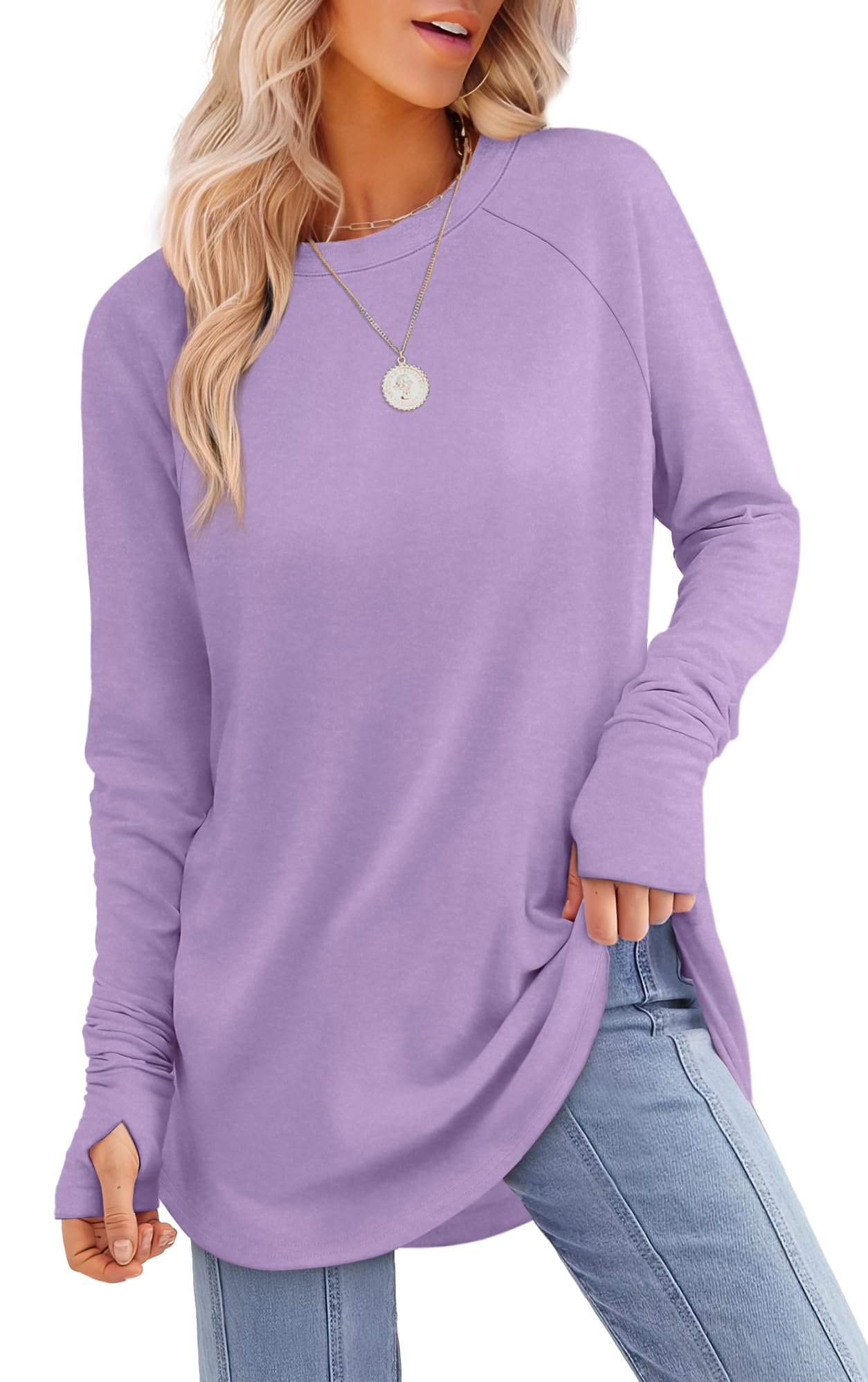 🔥Last Day 69% OFF🔥Womens Long Sleeve Thumb Hole Shirts Tunic Tops to Wear with Leggings