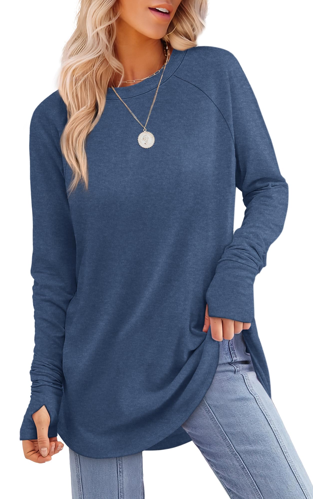 🔥Last Day 69% OFF🔥Womens Long Sleeve Thumb Hole Shirts Tunic Tops to Wear with Leggings