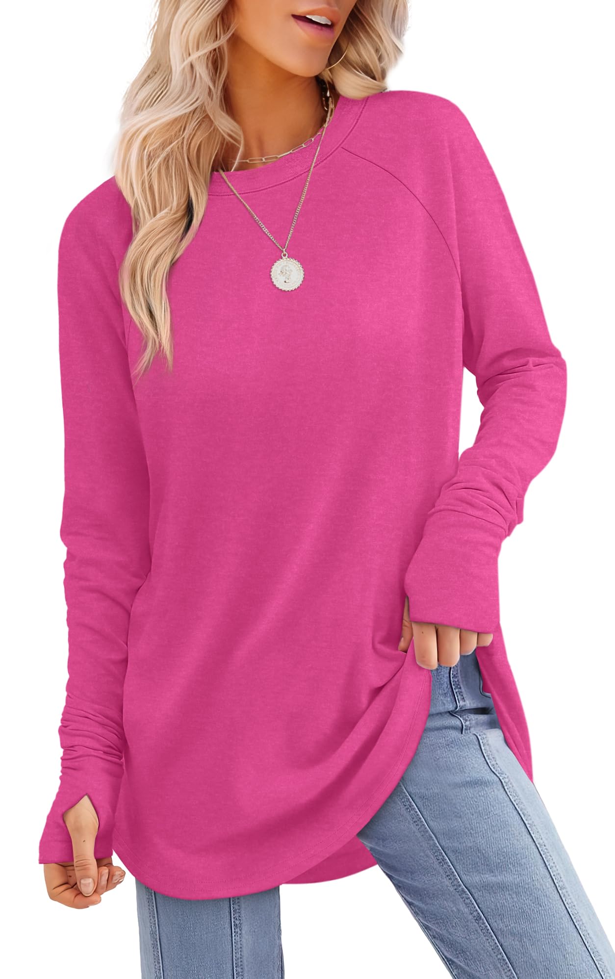 🔥Last Day 69% OFF🔥Womens Long Sleeve Thumb Hole Shirts Tunic Tops to Wear with Leggings