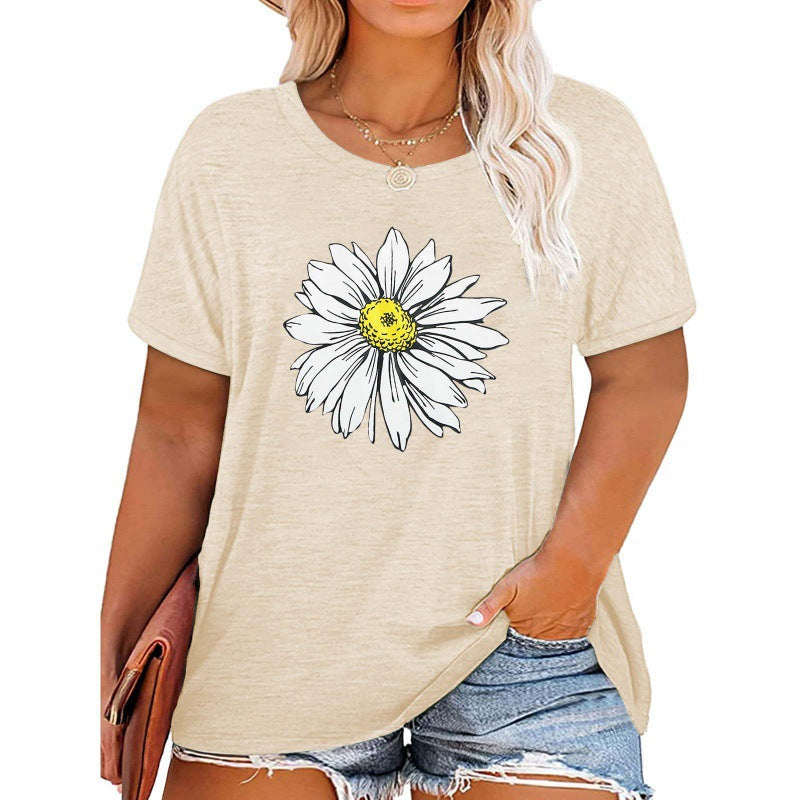 ✨Women V Neck Daisy Print Tees Casual T-shirts