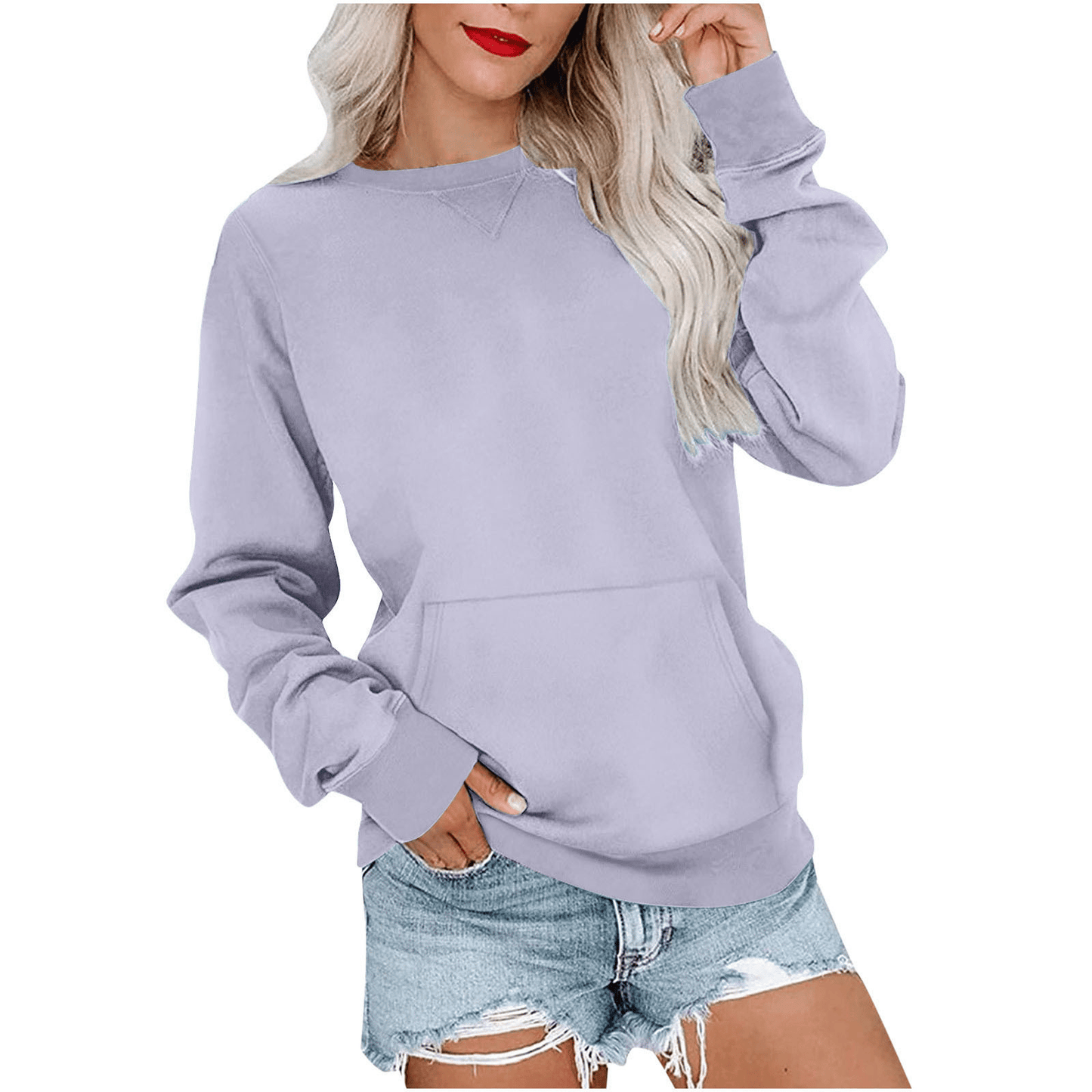 ⏰Hot Sale-Women'S Oversized Long Sleeve Crewneck Sweatshirt with Pocket (buy 2 Shipping)