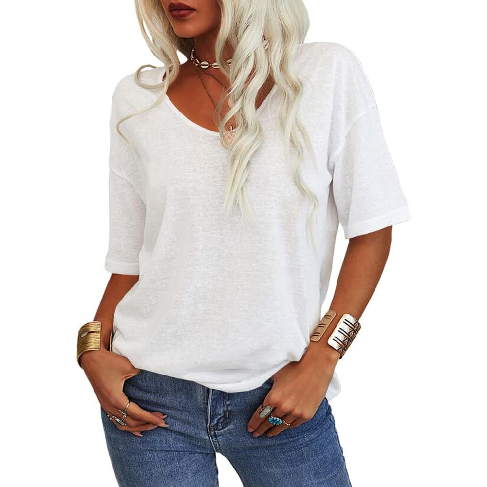✨Top-1 Basic T-shirts✨Women's Solid Color V-Neck T-shirts