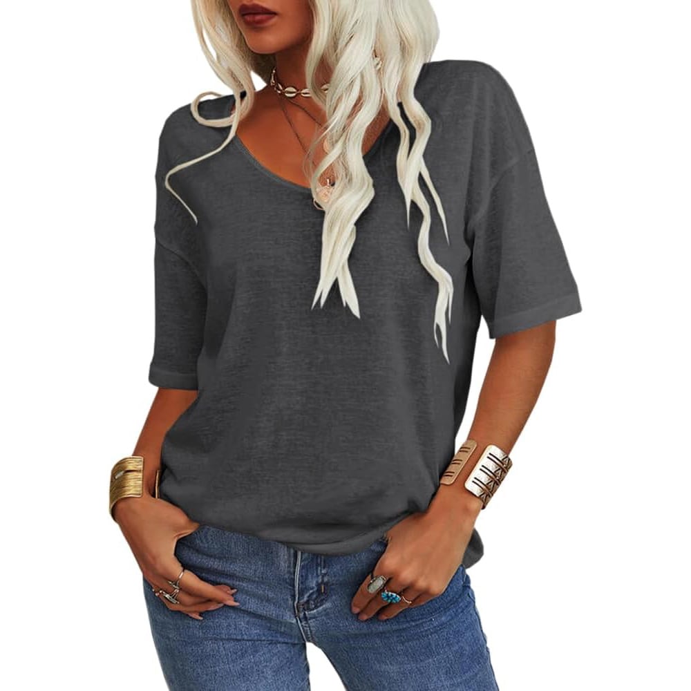 ✨Top-1 Basic T-shirts✨Women's Solid Color V-Neck T-shirts