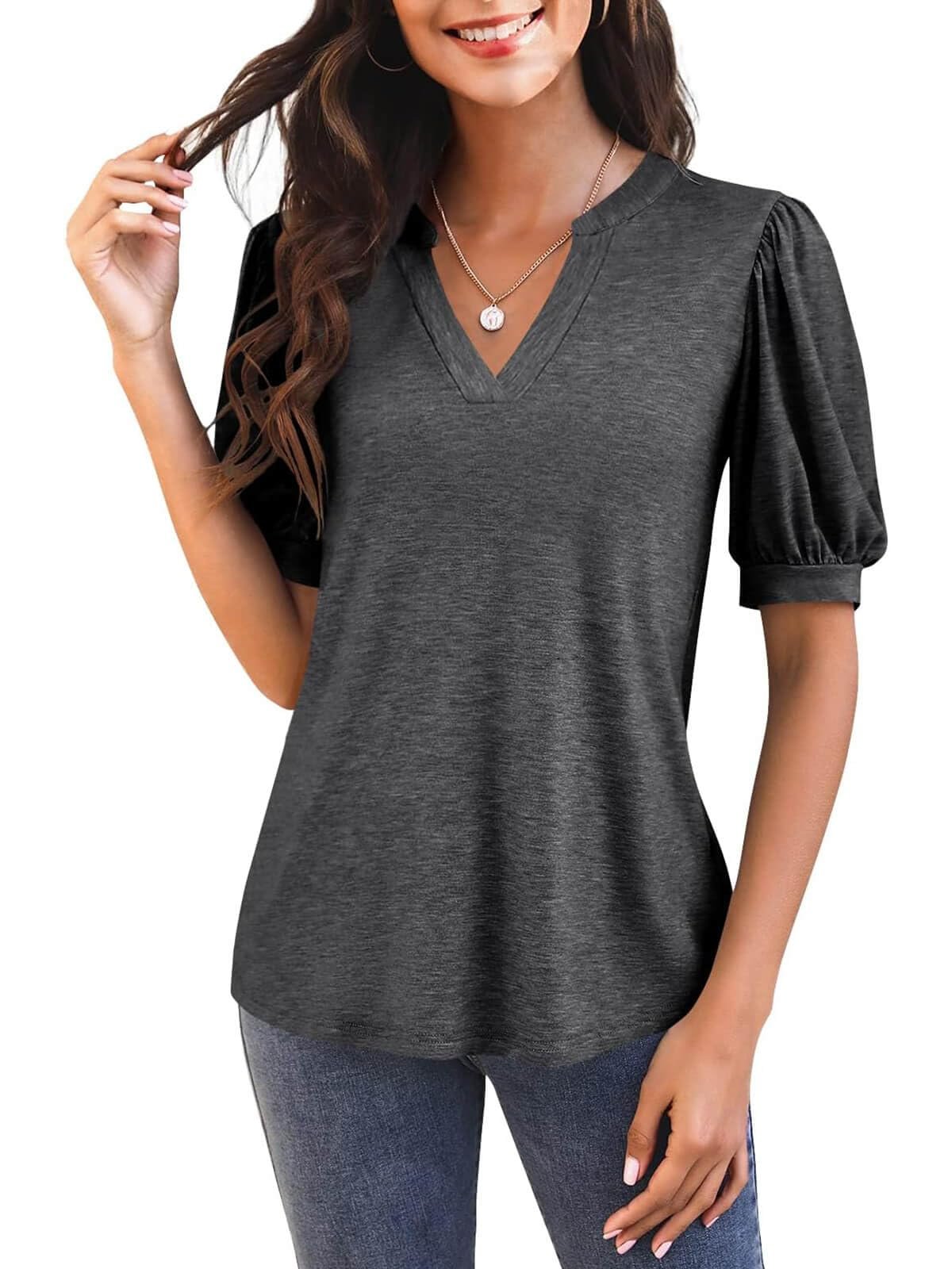⏰Hot Sale-Puff Sleeve Loose Dressy Blouses