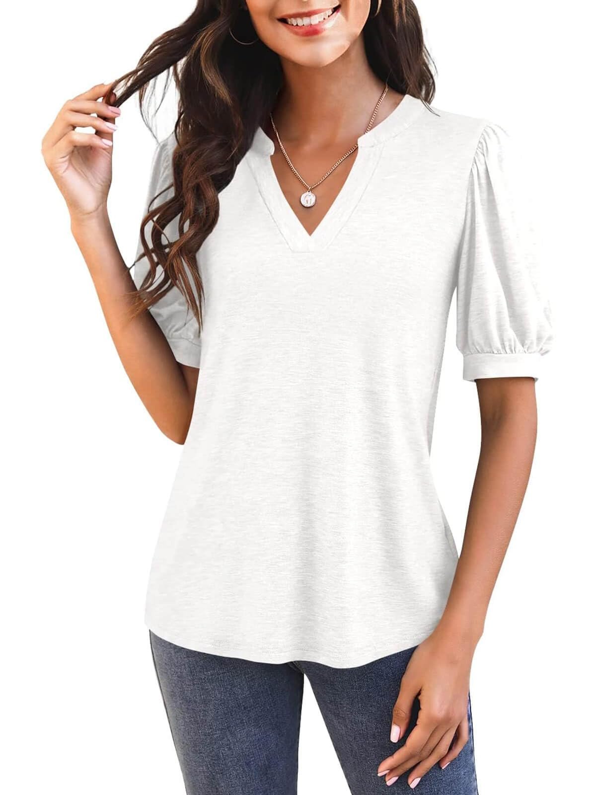 ⏰Hot Sale-Puff Sleeve Loose Dressy Blouses