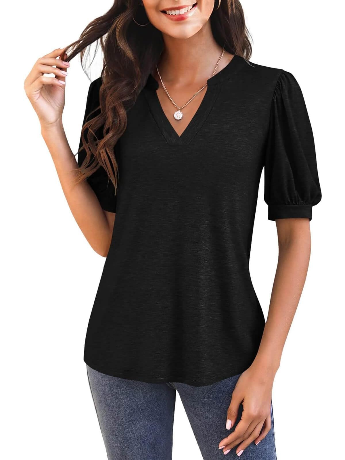 ⏰Hot Sale-Puff Sleeve Loose Dressy Blouses