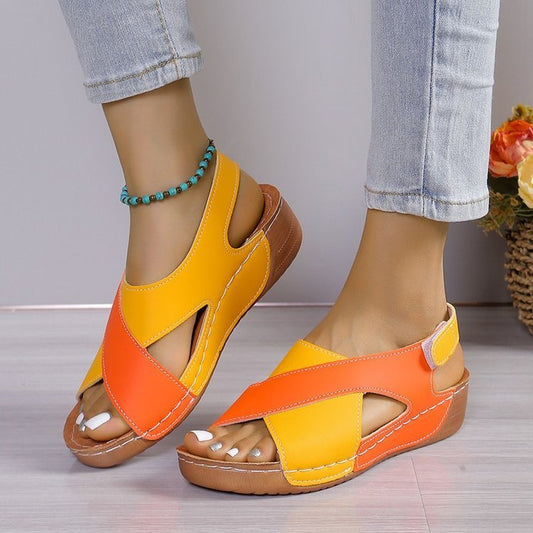 👡Women Summer Colorblock Wedge Sandals