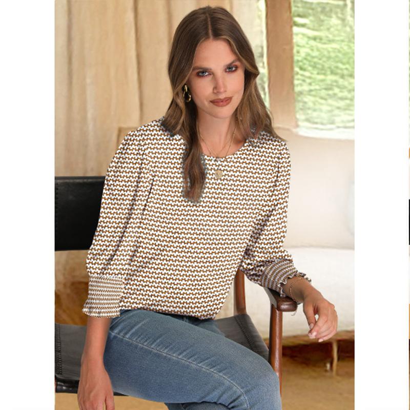 ☀️Summer Hot Sale 50% OFF🌼🎨Women Dressy 3/4 Length Sleeve Casual Tops with Smocked Cuffs