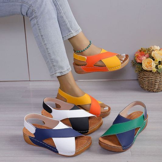 👡Women Summer Colorblock Wedge Sandals