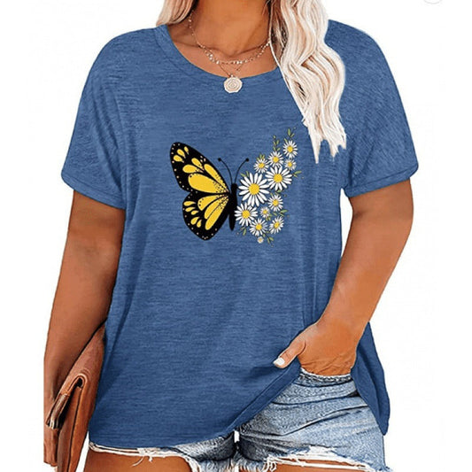 ✨Women V Neck Daisy Print Tees Casual T-shirts