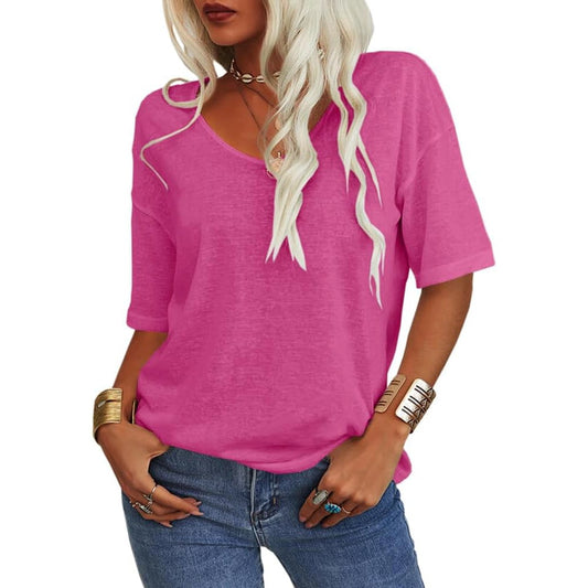 ✨Top-1 Basic T-shirts✨Women's Solid Color V-Neck T-shirts